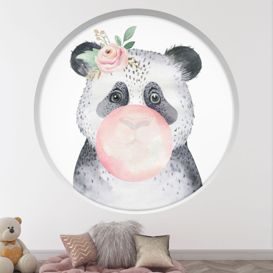 Adesivo Murale - Illusione ottica - Arco rotondo per Bambini - Panda bolla