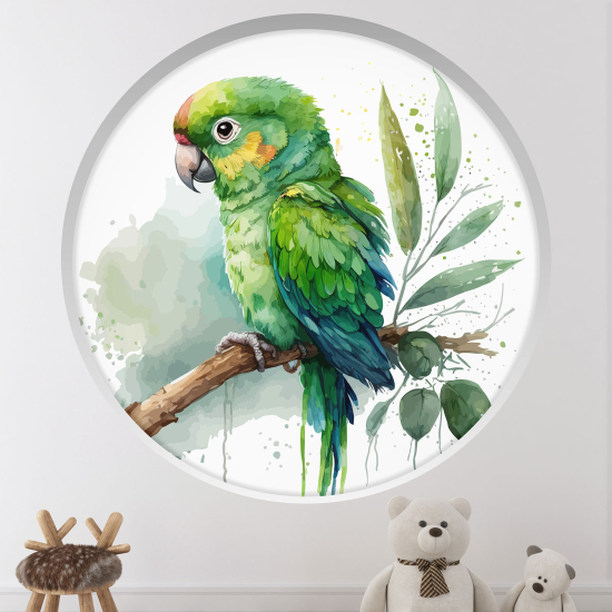 Adesivo Murale - Illusione ottica - Arco rotondo per Bambini - Pappagallo