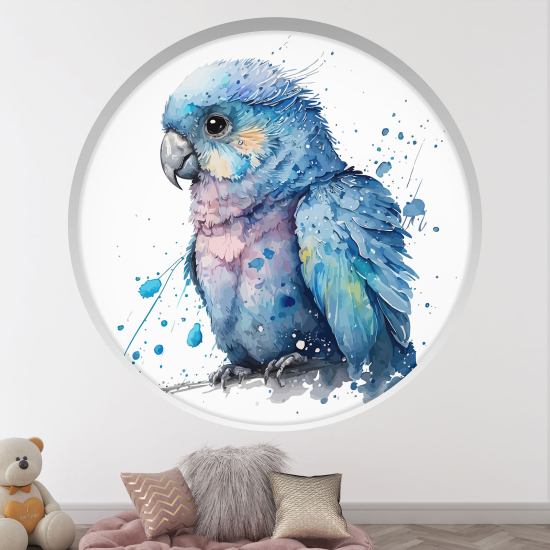 Adesivo Murale - Illusione ottica - Arco rotondo per Bambini - Pappagallo