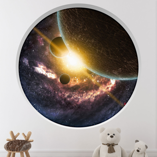 Adesivo Murale - Illusione ottica - Arco rotondo per Bambini - Pianeti