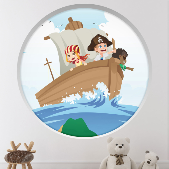Adesivo Murale - Illusione ottica - Arco rotondo per Bambini - pirati