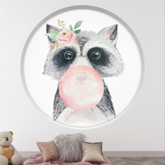 Adesivo Murale - Illusione ottica - Arco rotondo per Bambini - Procione bolla
