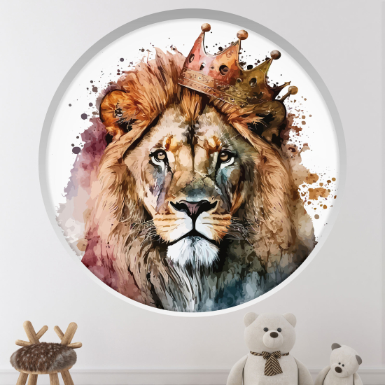 Adesivo Murale - Illusione ottica - Arco rotondo per Bambini - Re leone