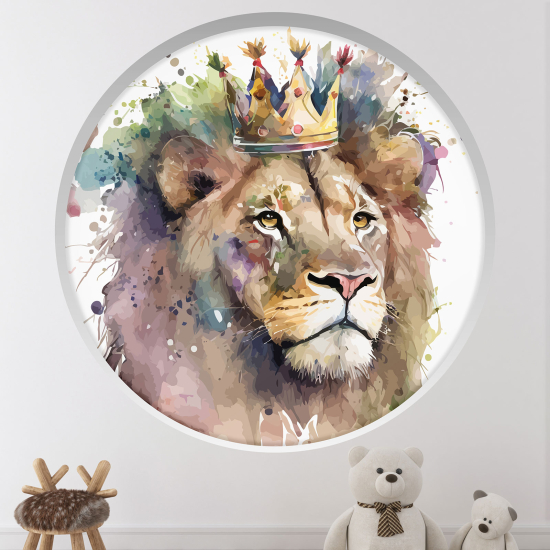 Adesivo Murale - Illusione ottica - Arco rotondo per Bambini - Re leone