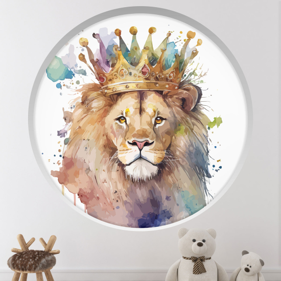 Adesivo Murale - Illusione ottica - Arco rotondo per Bambini - Re leone