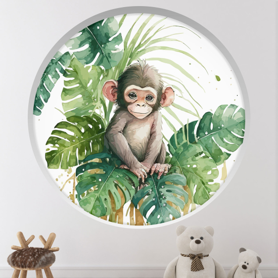 Adesivo Murale - Illusione ottica - Arco rotondo per Bambini - Scimmia