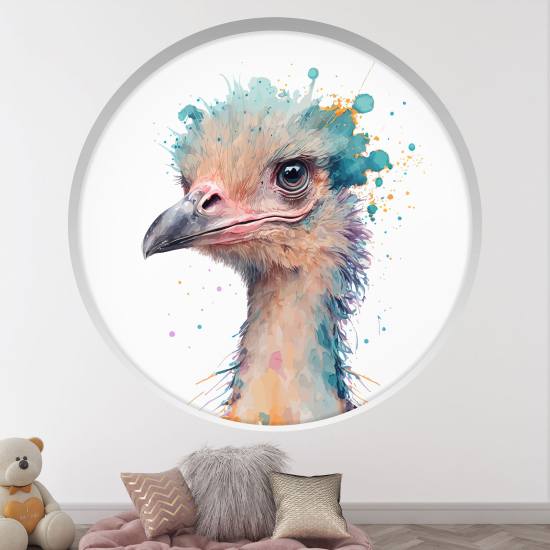 Adesivo Murale - Illusione ottica - Arco rotondo per Bambini - Struzzo