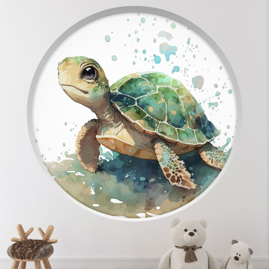 Adesivo Murale - Illusione ottica - Arco rotondo per Bambini - Tartaruga