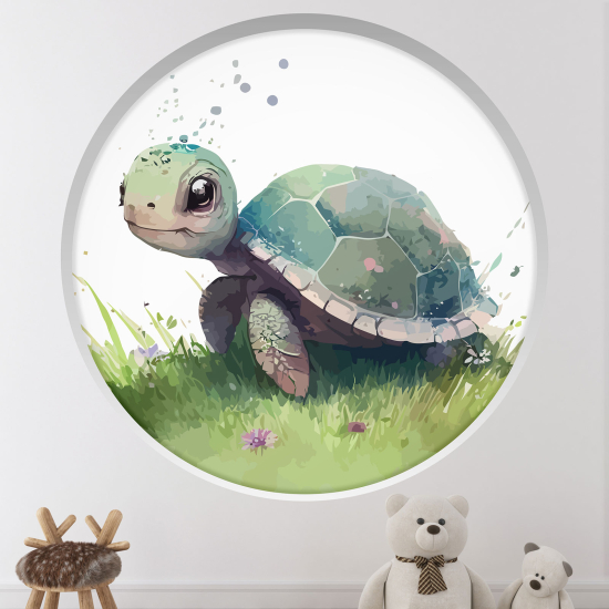 Adesivo Murale - Illusione ottica - Arco rotondo per Bambini - Tartaruga