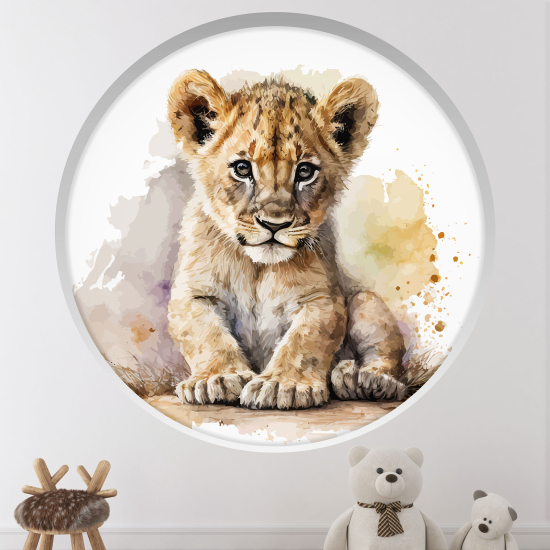 Adesivo Murale - Illusione ottica - Arco rotondo per Bambini - Tigre