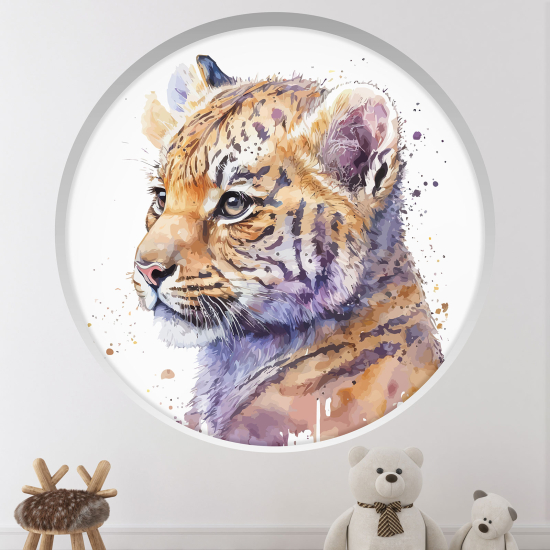 Adesivo Murale - Illusione ottica - Arco rotondo per Bambini - Tigre