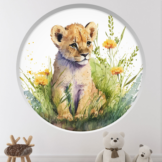 Adesivo Murale - Illusione ottica - Arco rotondo per Bambini - Tigre