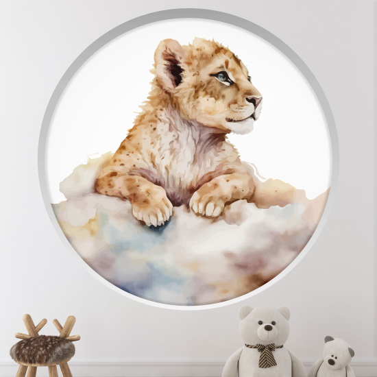 Adesivo Murale - Illusione ottica - Arco rotondo per Bambini - Tigre