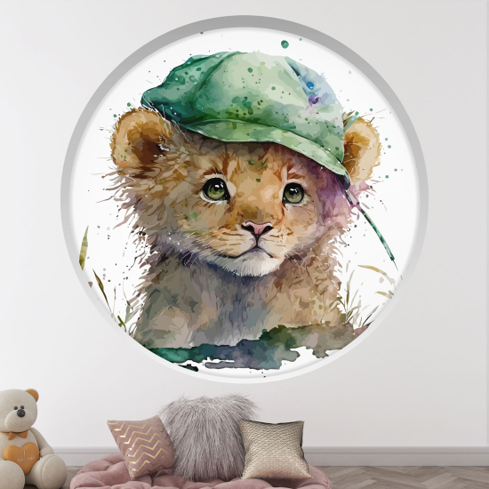 Adesivo Murale - Illusione ottica - Arco rotondo per Bambini - Tigre