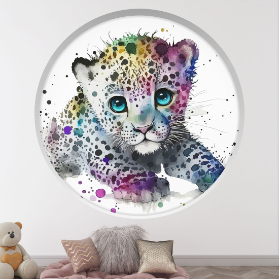 Adesivo Murale - Illusione ottica - Arco rotondo per Bambini - Tigre