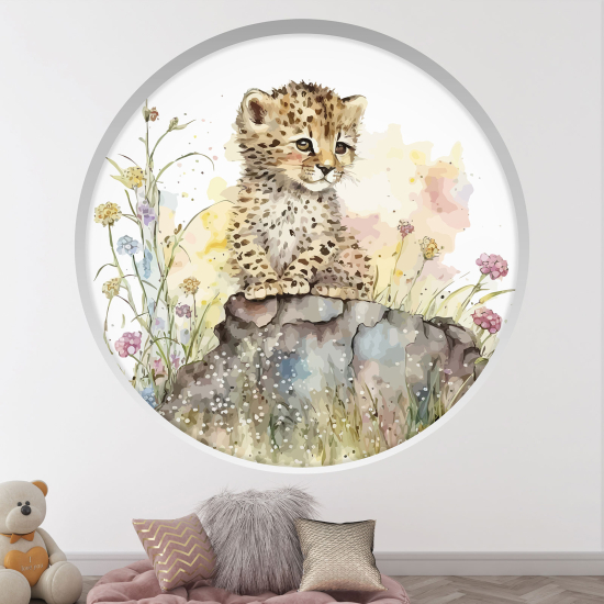 Adesivo Murale - Illusione ottica - Arco rotondo per Bambini - Tigre