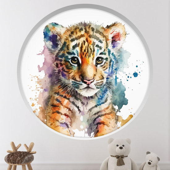 Adesivo Murale - Illusione ottica - Arco rotondo per Bambini - Tigre