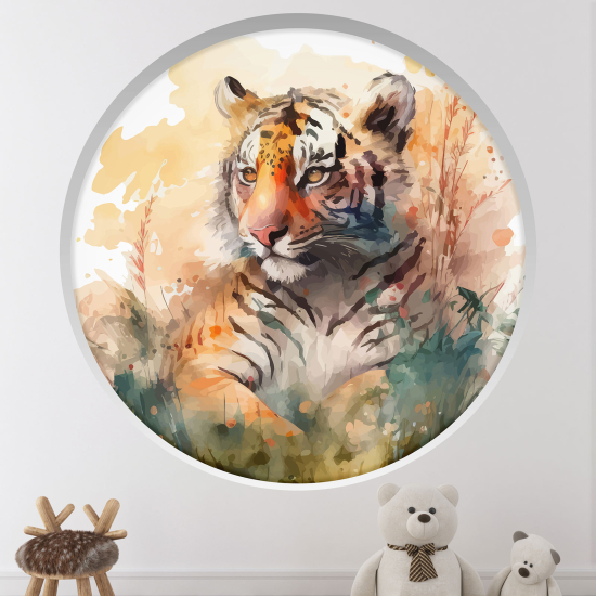 Adesivo Murale - Illusione ottica - Arco rotondo per Bambini - Tigre