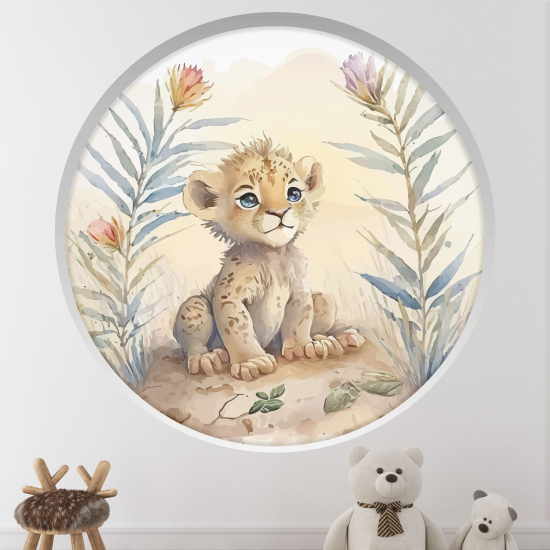 Adesivo Murale - Illusione ottica - Arco rotondo per Bambini - Tigre bambino