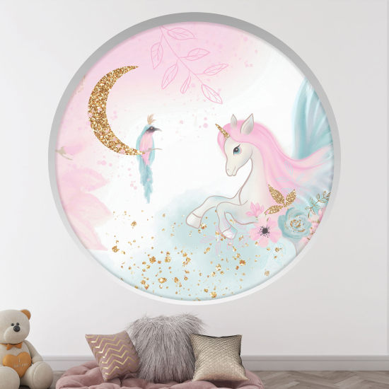 Adesivo Murale - Illusione ottica - Arco rotondo per Bambini - Unicorno