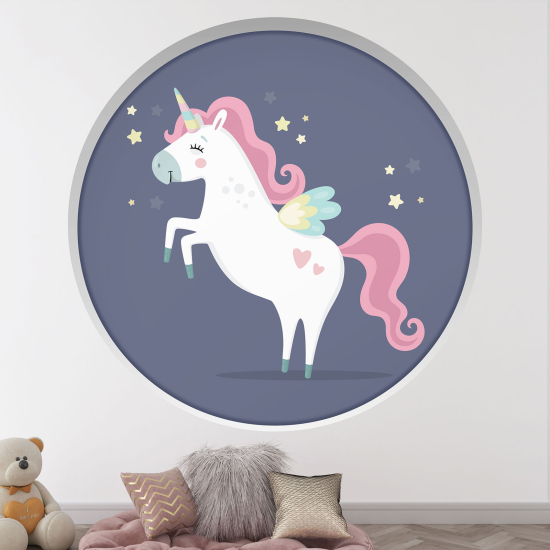 Adesivo Murale - Illusione ottica - Arco rotondo per Bambini - Unicorno