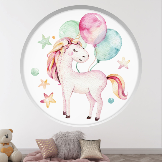 Adesivo Murale - Illusione ottica - Arco rotondo per Bambini - Unicorno
