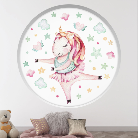 Adesivo Murale - Illusione ottica - Arco rotondo per Bambini - Unicorno