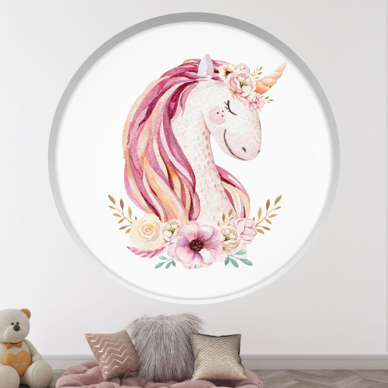 Adesivo Murale - Illusione ottica - Arco rotondo per Bambini - Unicorno