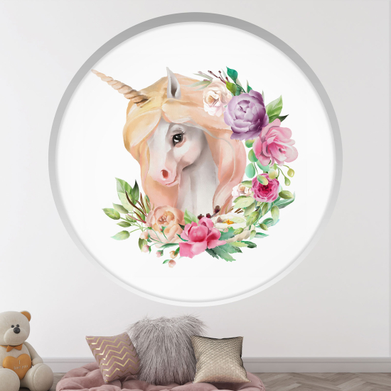 Adesivo Murale - Illusione ottica - Arco rotondo per Bambini - Unicorno
