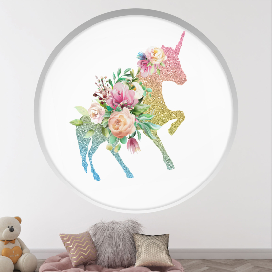 Adesivo Murale - Illusione ottica - Arco rotondo per Bambini - Unicorno