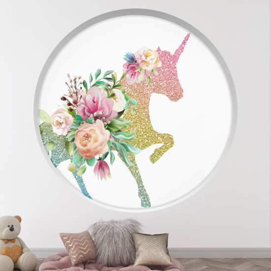 Adesivo Murale - Illusione ottica - Arco rotondo per Bambini - Unicorno