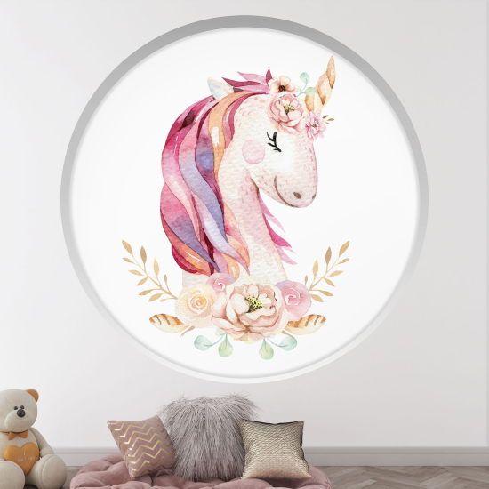 Adesivo Murale - Illusione ottica - Arco rotondo per Bambini - Unicorno