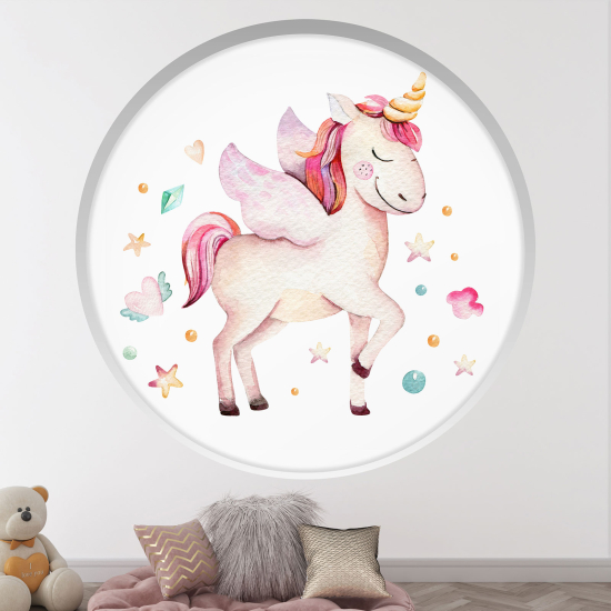 Adesivo Murale - Illusione ottica - Arco rotondo per Bambini - Unicorno