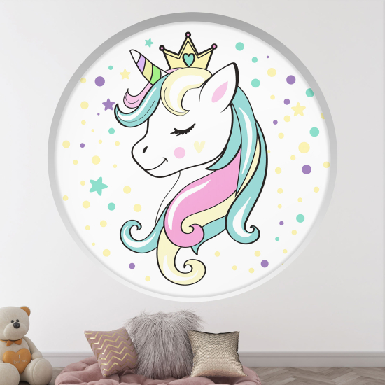 Adesivo Murale - Illusione ottica - Arco rotondo per Bambini - Unicorno