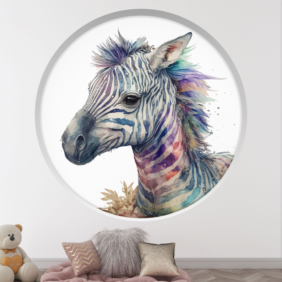 Adesivo Murale - Illusione ottica - Arco rotondo per Bambini - Zebra