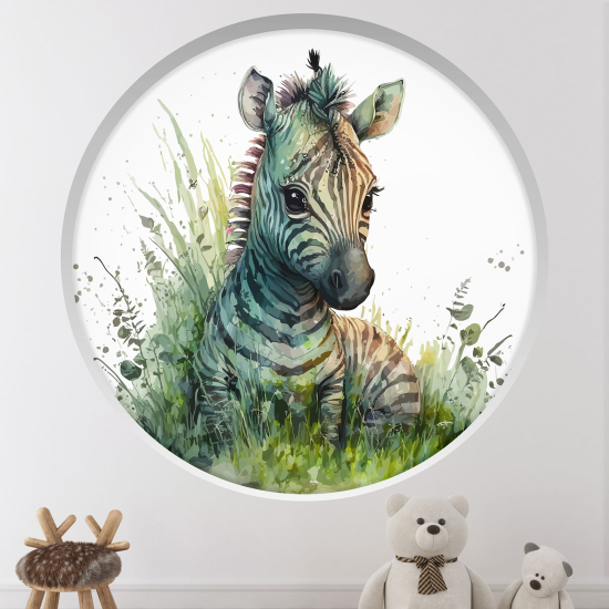 Adesivo Murale - Illusione ottica - Arco rotondo per Bambini - Zebra