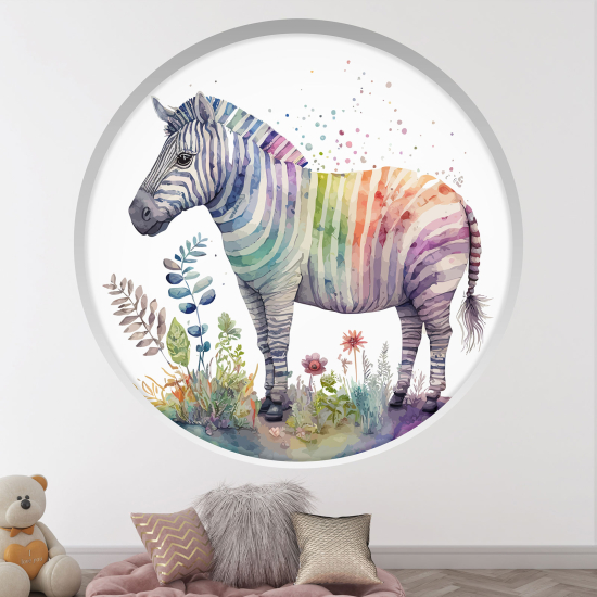 Adesivo Murale - Illusione ottica - Arco rotondo per Bambini - Zebra