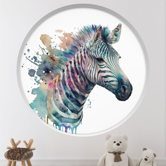 Adesivo Murale - Illusione ottica - Arco rotondo per Bambini - Zebra