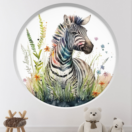 Adesivo Murale - Illusione ottica - Arco rotondo per Bambini - Zebra