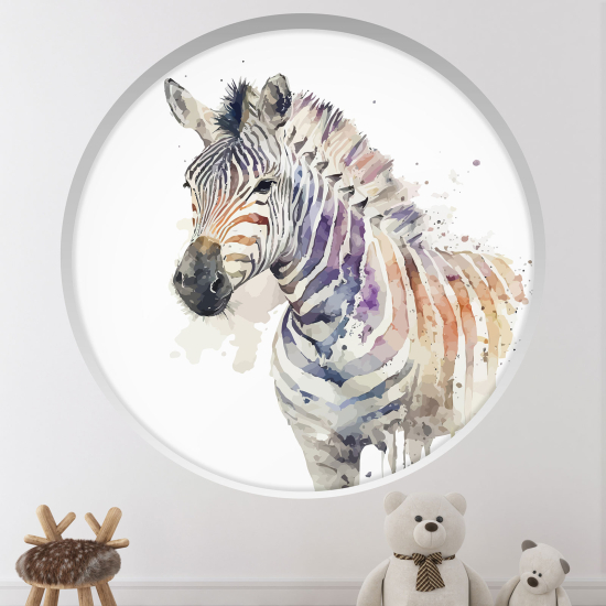 Adesivo Murale - Illusione ottica - Arco rotondo per Bambini - Zebra