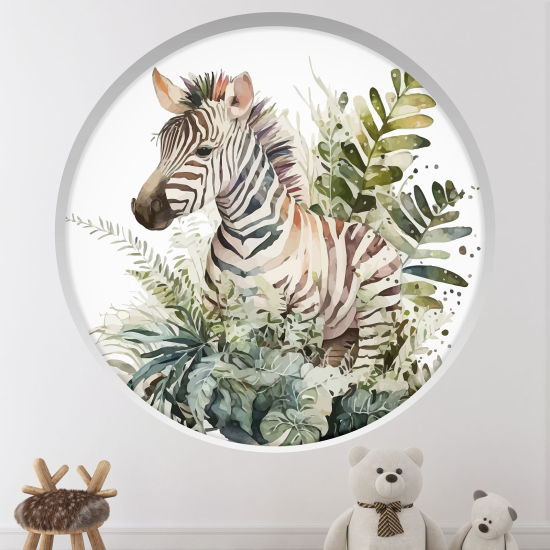 Adesivo Murale - Illusione ottica - Arco rotondo per Bambini - Zebra