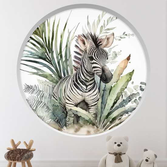 Adesivo Murale - Illusione ottica - Arco rotondo per Bambini - Zebra