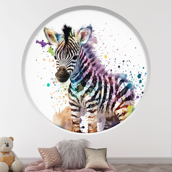 Adesivo Murale - Illusione ottica - Arco rotondo per Bambini - Zebra