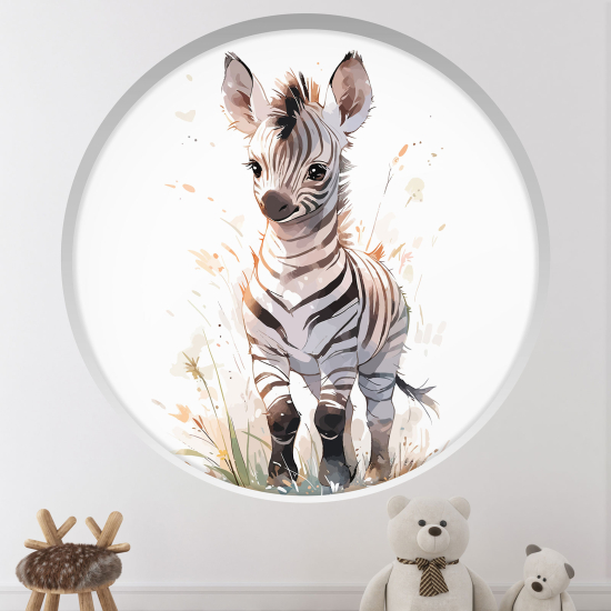 Adesivo Murale - Illusione ottica - Arco rotondo per Bambini - Zebra