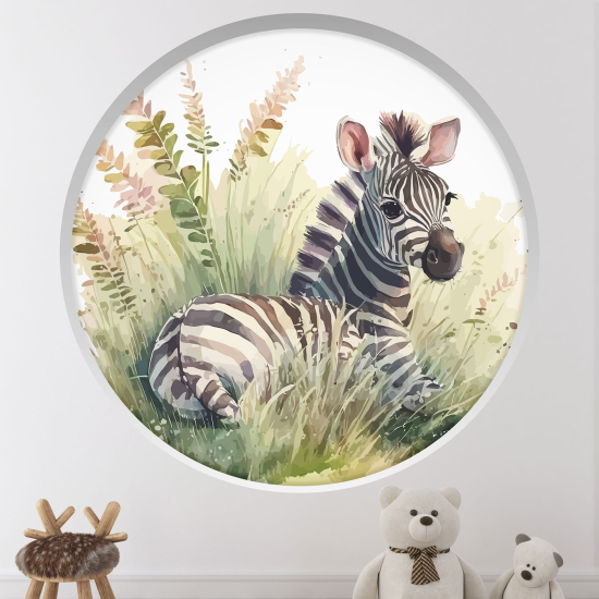 Adesivo Murale - Illusione ottica - Arco rotondo per Bambini - Zebra