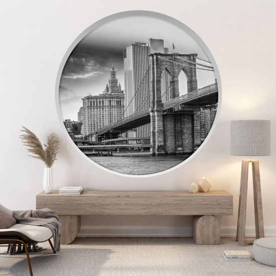 Adesivo Murale - Illusione ottica - Arco rotondo - Ponte di Brooklyn NY