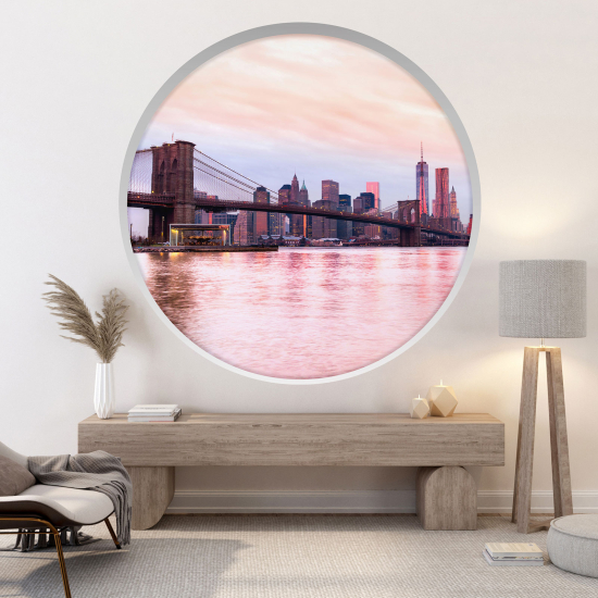 Adesivo Murale - Illusione ottica - Arco rotondo - Ponte di Brooklyn NY