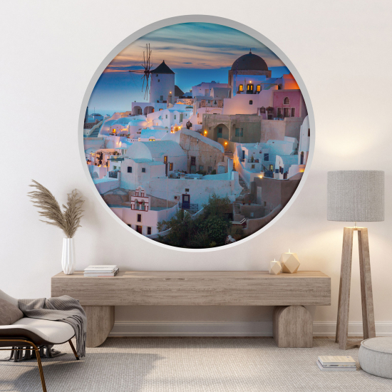 Adesivo Murale - Illusione ottica - Arco rotondo - Santorini