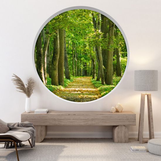 Adesivo Murale - Illusione ottica - Arco rotondo - Sentiero Foresta