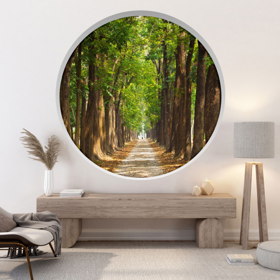 Adesivo Murale - Illusione ottica - Arco rotondo - Sentiero foresta